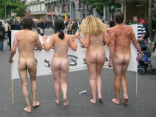 naked anti-fur protesters in Antwerp