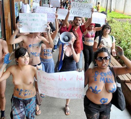 protest in support of a student expelled for wearing a short skirt