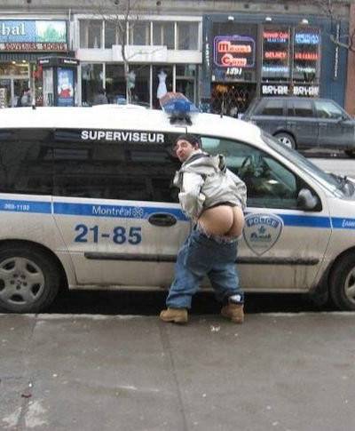 mooning the cops