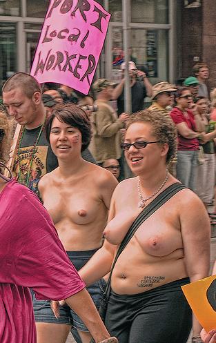 pair of naked lesbian protesters