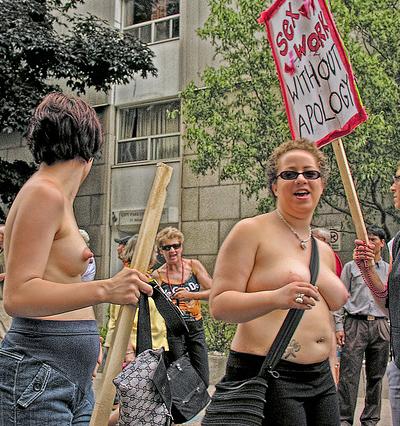 naked dykes protesting