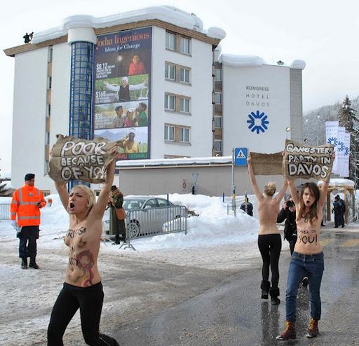 nude FEMEN protesters in Davos