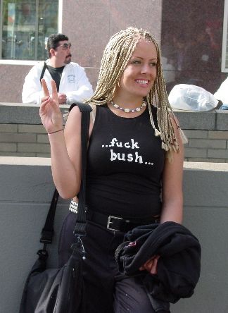 fuck bush message on well filled out shirt