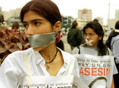 gagged women protesting