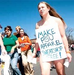 nude protest against conditions of clothing manufacture