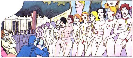 nude women with vibrators protesting en masse