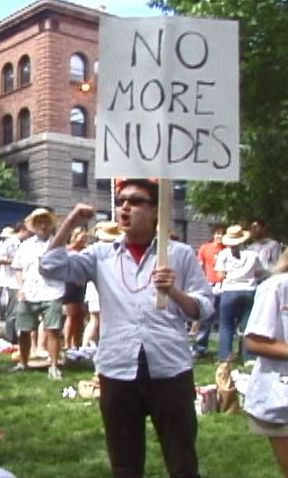 anti-nude protester