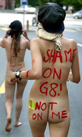 cute naked anti-globalization activist