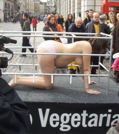 pregnant nude protesting pork