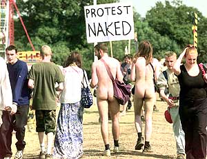 protest naked sign in glastonbury