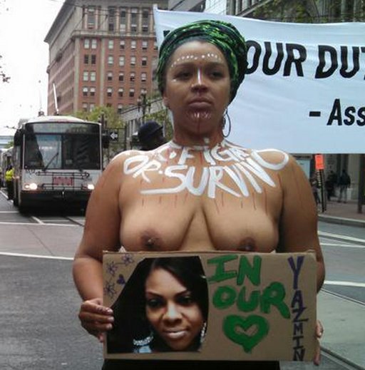 topless protester
